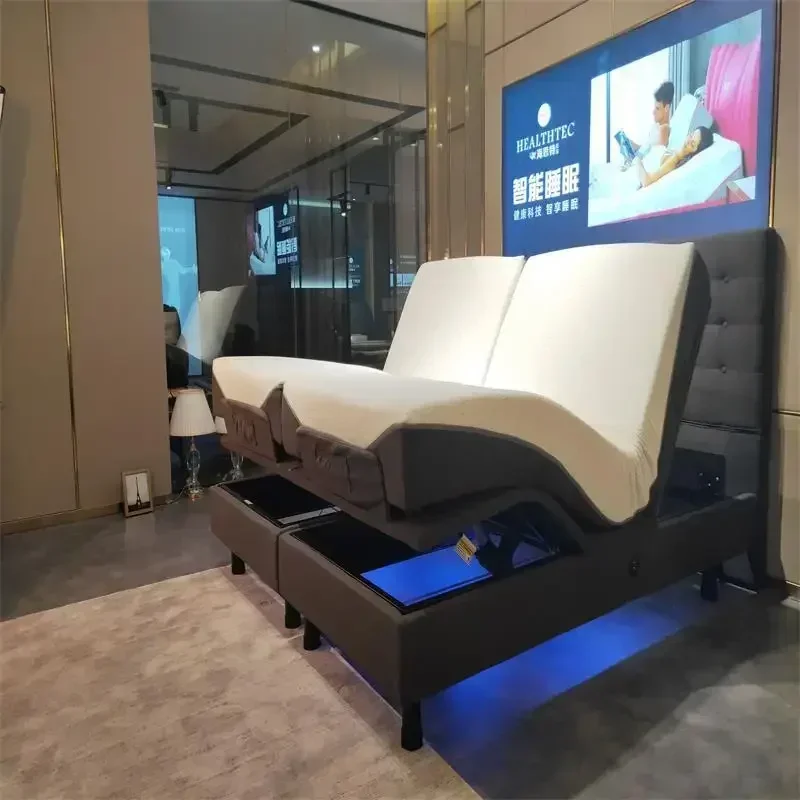 

Folded Frame With Head Board, Massage, Zero Gravity, USB Charging Split King Bed Adjustable Bed