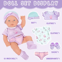 12inch/30cm Reborn Doll Short sleeved pajamas Shoe Hat Jumpsuits Baby Doll Lifelike Reborn Dolls American Girls Doll Toys Gifts