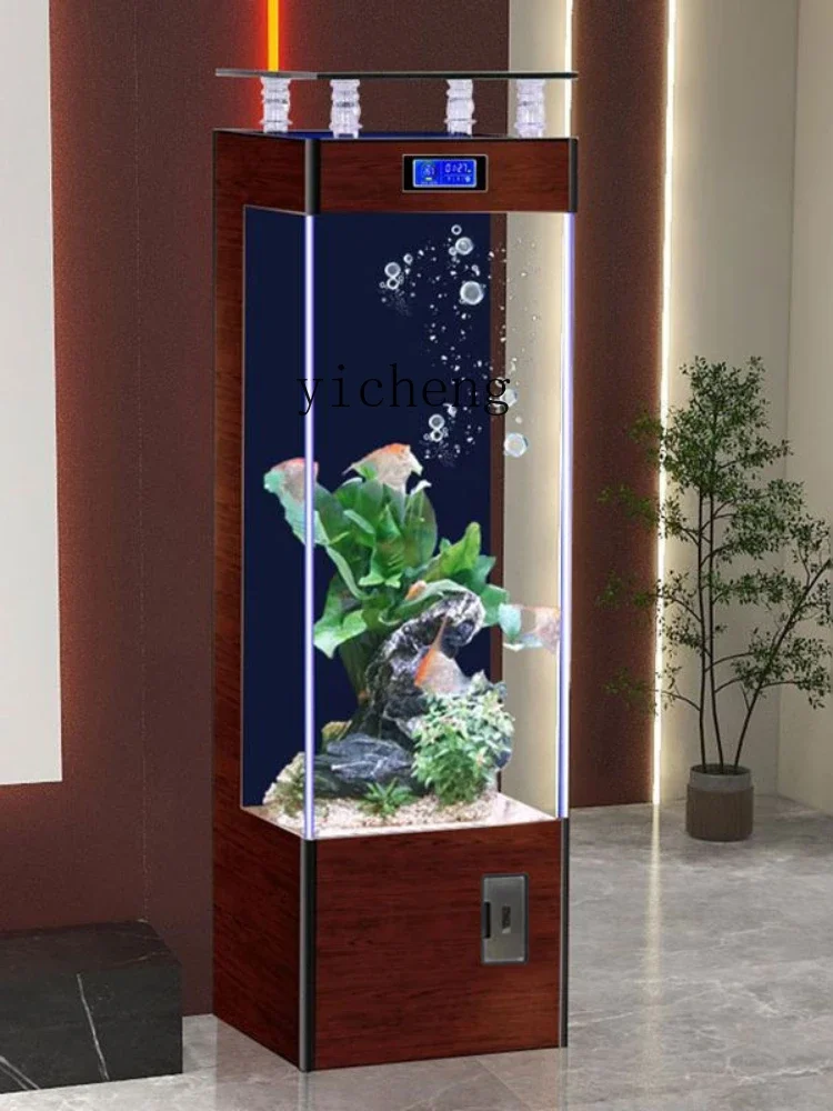 ZC Fish Tank Golden Crystal Super White Glass Fish Tank Living Room Home Lazy Ecological Change Water Aquarium