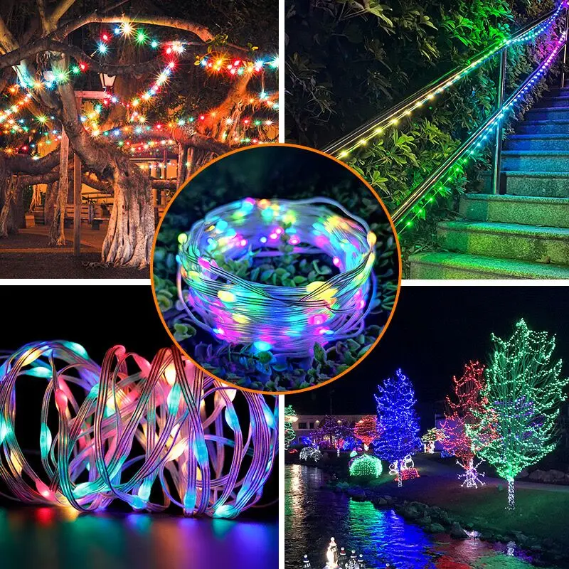 10/20/30/50/100M 24V veilige LED Fairy Lichtslingers PVC Draad Plug-in 8 modi Kerst Waterdichte Bruiloft Xmas Party boom Decor