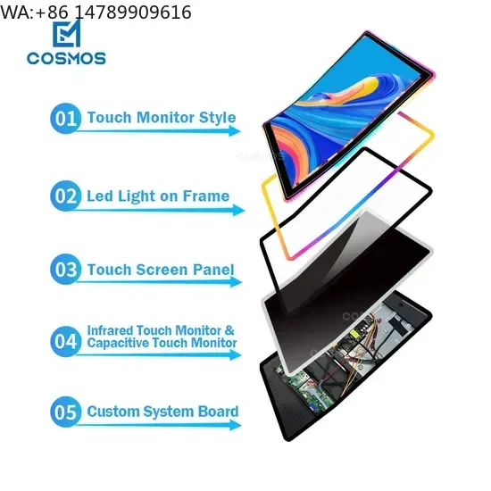 Custom Weatherproof Outdoor LED DisplayFramed Light 24 32 43 55 Inch Kiosk Advertising Slot Gaming 10 Points Flat Curved Touchsc