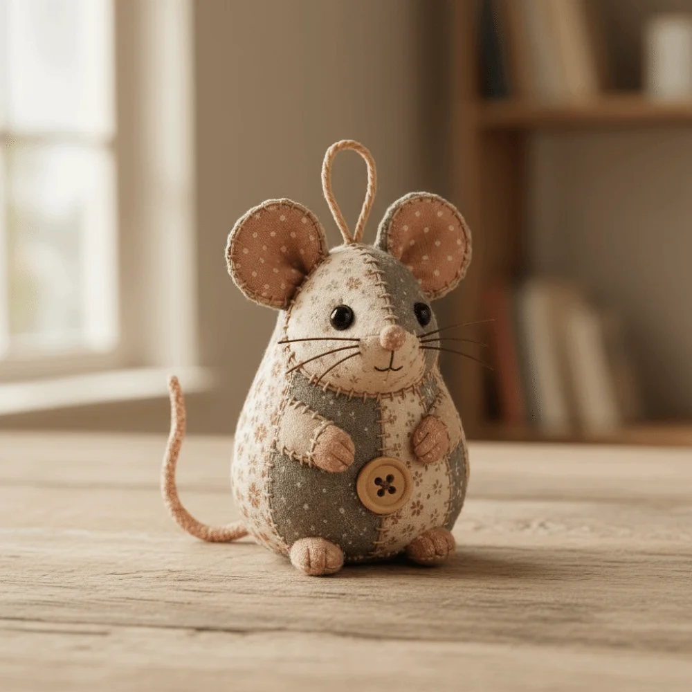 Pre-cut Fabric Handmade Patchwork Mouse Kit with Guidance Beginner-friendly 3D Mouse Sewing Kit Cotton-filled