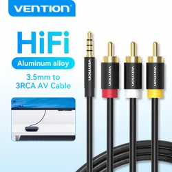 Vention 3.5mm Jack to 3RCA Cable 3.5mm Jack Male to 3 RCA Male AUX Audio Splitter for Speaker TV Box Stereo Aux Cable 2.5 to RCA