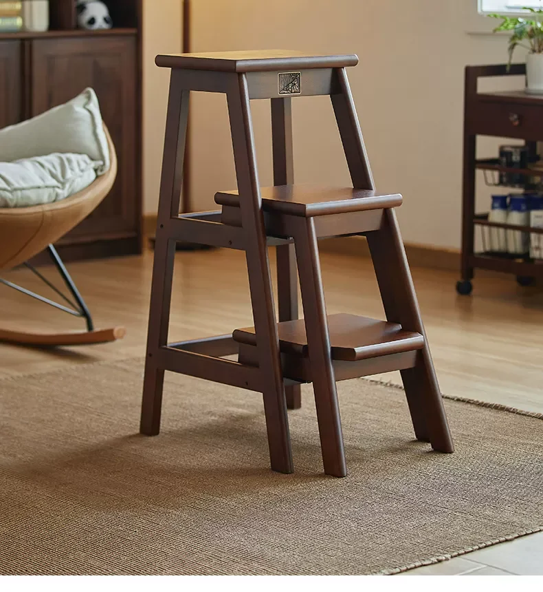 

Solid wood ladder stool ladder stool dual-purpose step household multi-functional folding three-step flower stand