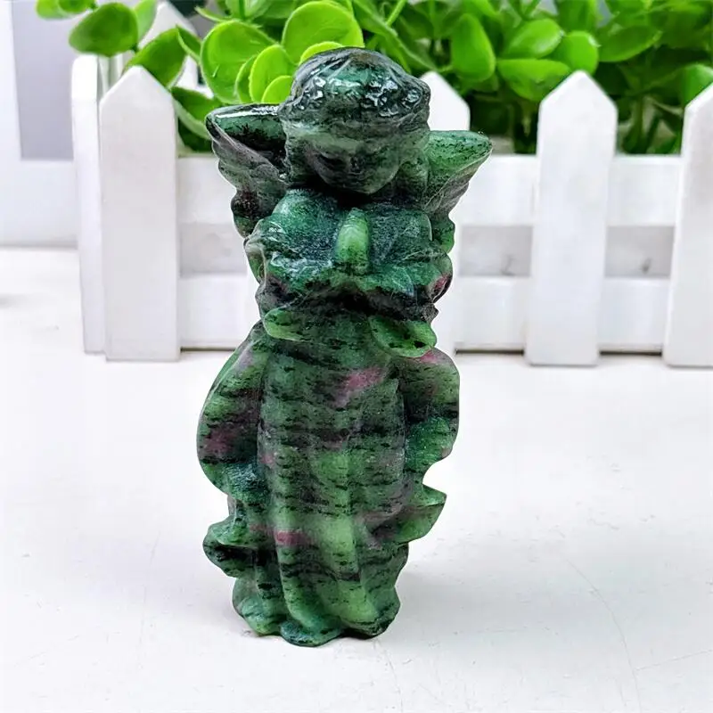 

Натуральный рубин в цоизите, резьба по ангелу, Рейки, гравировка, целебный драгоценный камень, поделки, подарок на день рождения, домашний декор, 1 шт.