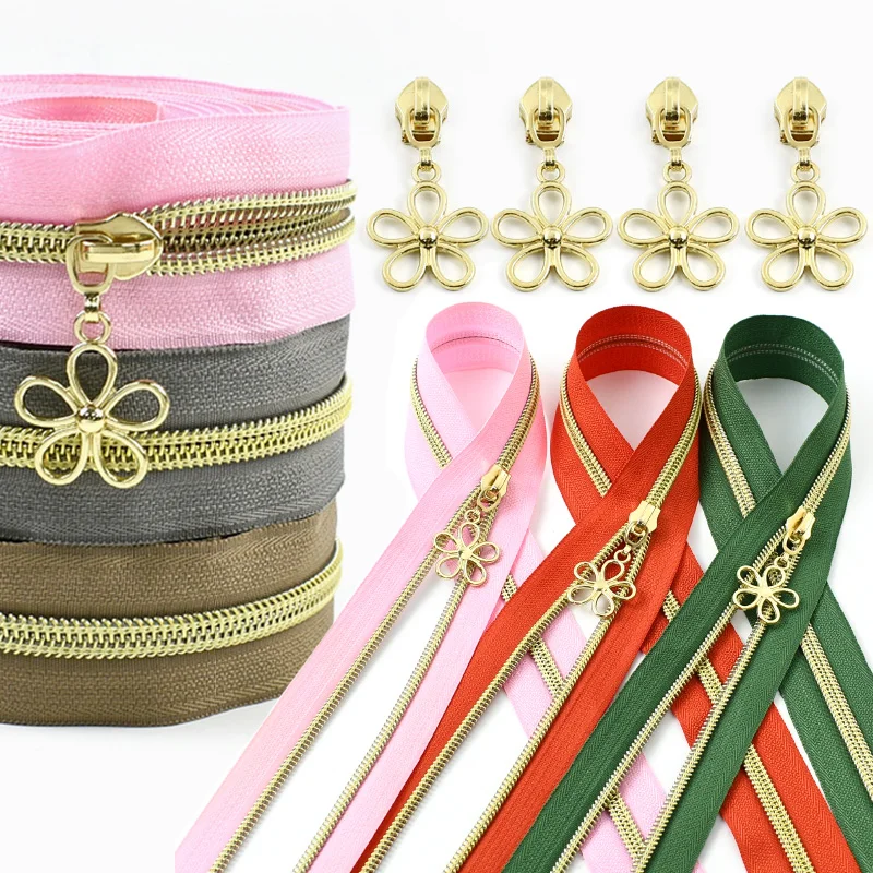 

3-10M Sewing Nylon Zipper with Slider 5# Plastic Coil Zips By Meter Jacket Bag Closure Zip Tape Zippers Repair Kit DIY Accessory