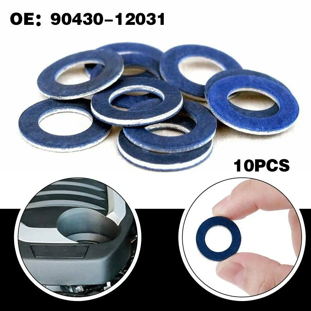 Limpiaparabrisas de Erick 10x, juntas de tapón de sumidero de drenaje de aceite de rosca de motor de coche, arandela, anillo de sellado de tuerca de agujero de 12mm para Toyota Lexus OE #   90430-12031