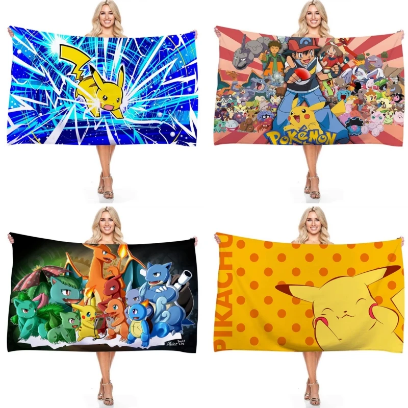 

Cartoon Pokemon Beach Towel Anime Pikachu Summer Towels Bathroom Bath Towel Swim Christmas Towels Travel Beach Towel Gift