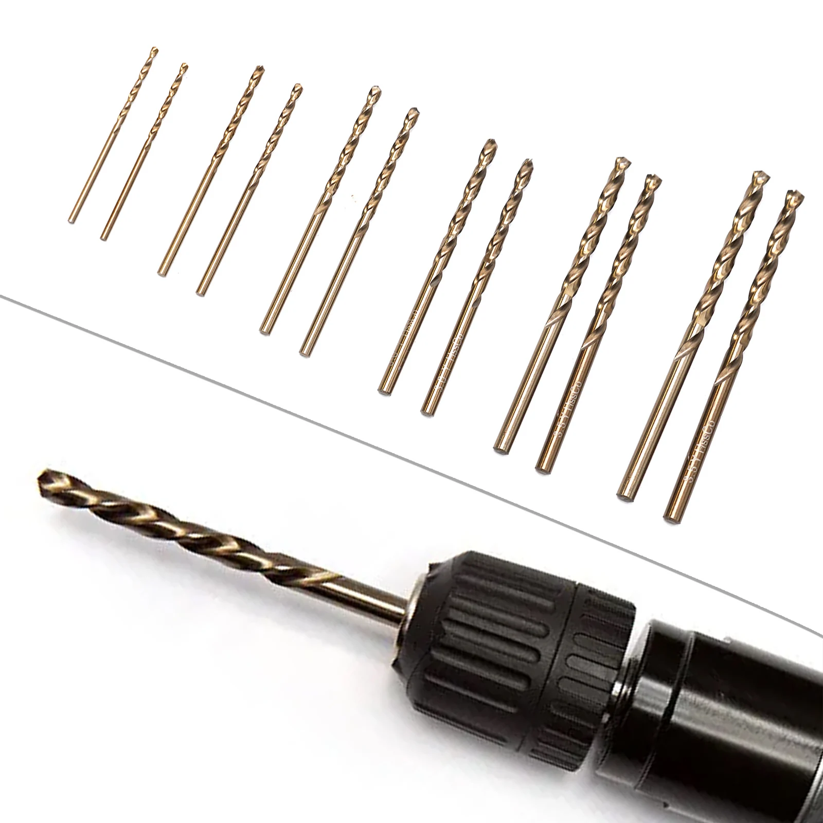 12 pz/set HSS M35 Punta da trapano al cobalto da 1mm a 3.5mm Punta da lavoro per piastrelle di vetro metallo cemento Punte da trapano professionali per muratura in acciaio inossidabile