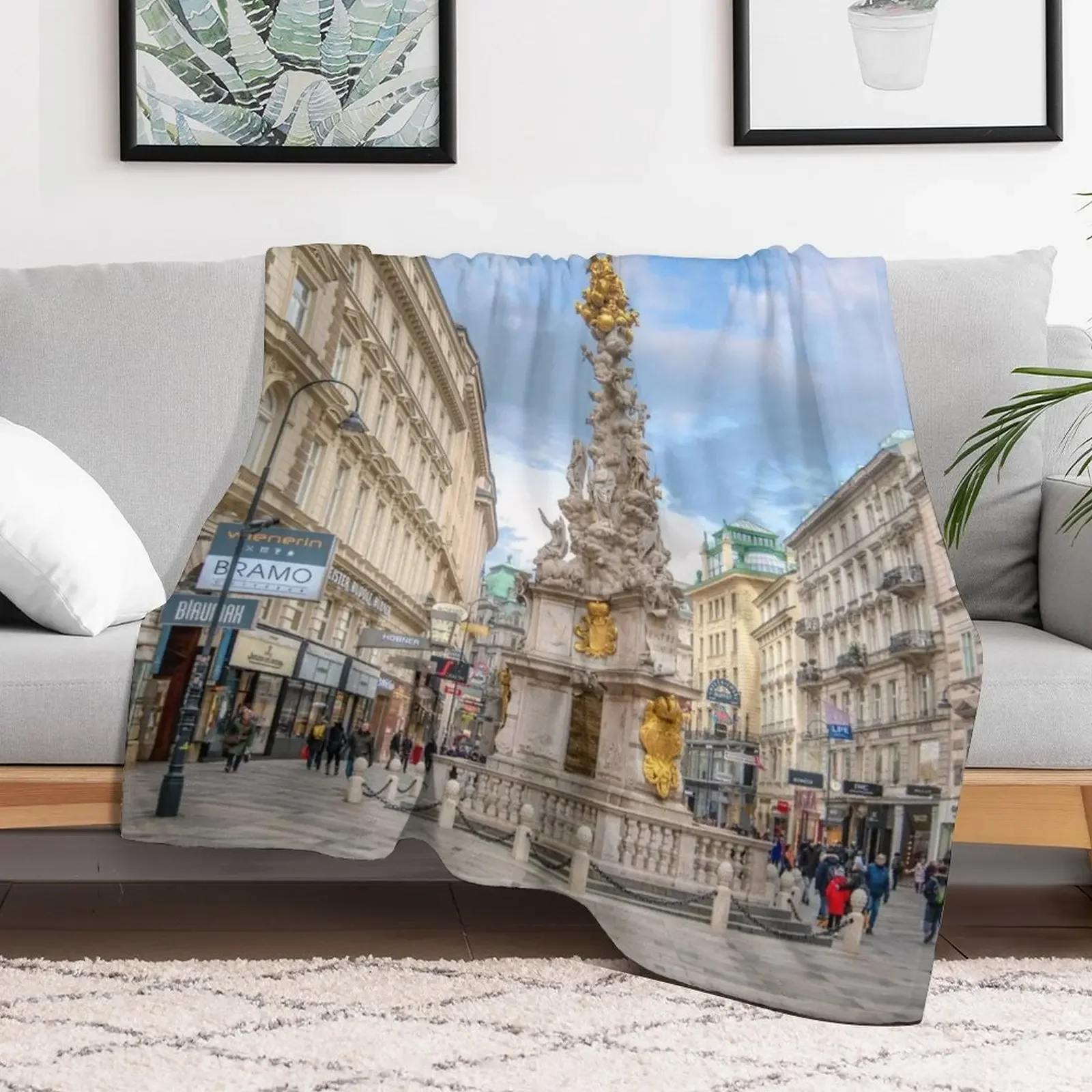 Plague Column or the Holy Trinity Column in Vienna, Austria Throw Blanket Soft Comfort Blanket for Reading Watching TV