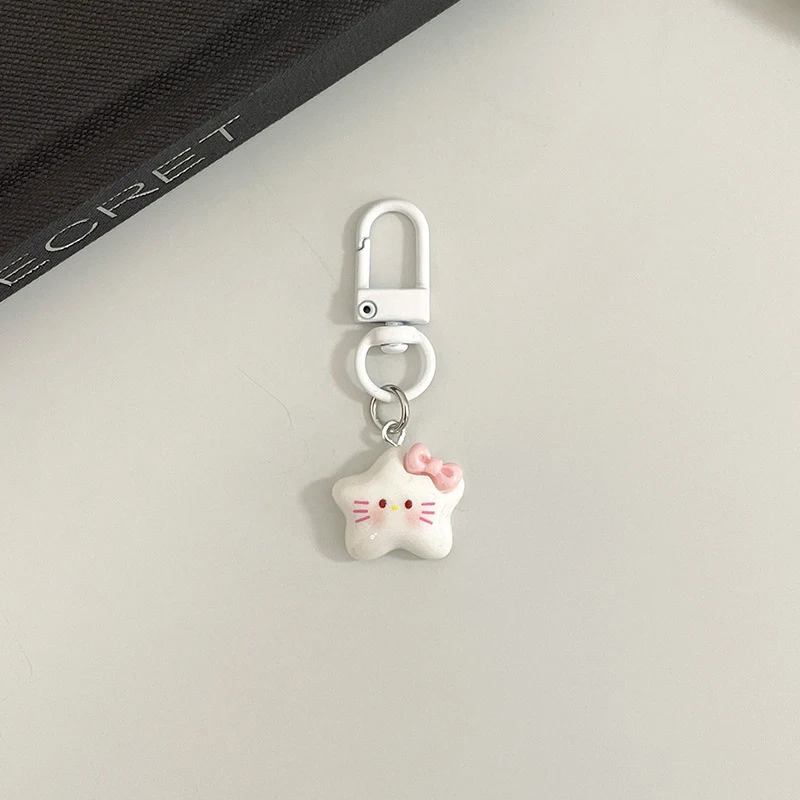Cute Pentagram Cartoon Cat Resin Kawaii Cartoon Keychain School Bag Pendant Couple Friends Classmates Gift Accessories image 4