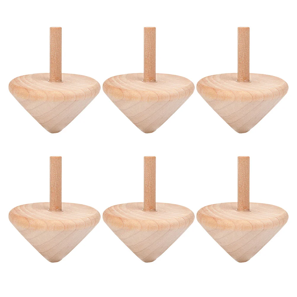 

6 Pcs Kids Gyro To-y Wooden Spinning Top Toy Children Painted Rotating Tops Toys Toddler Mini