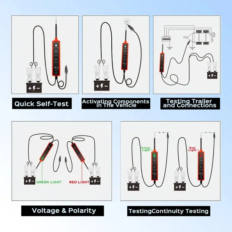 EM285 Automotive Circuit Tester Automotive Tester Electrical System Probe Diagnostic Cable Table 6-24V