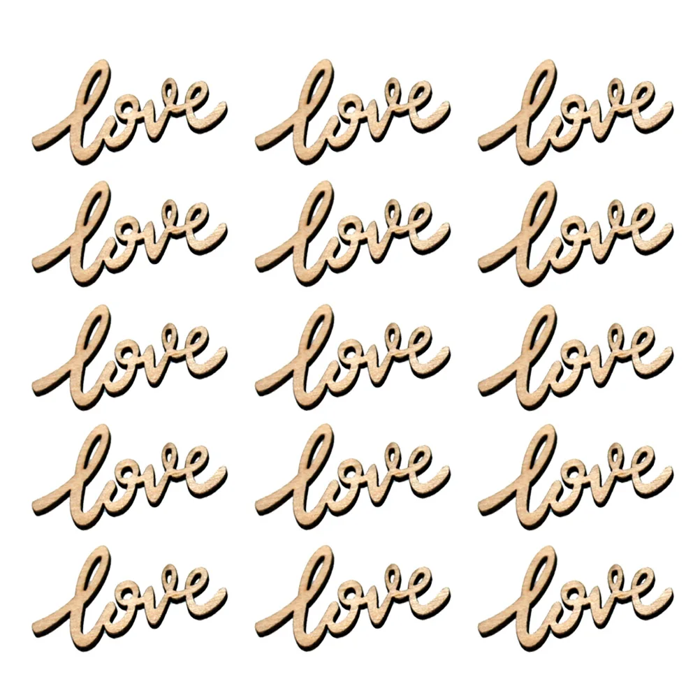 

50pcs Home Decor Hollow Love Shape Craft Ornaments Sewing Accessories Wooden Cutouts DIY Wooden Ornaments Favors
