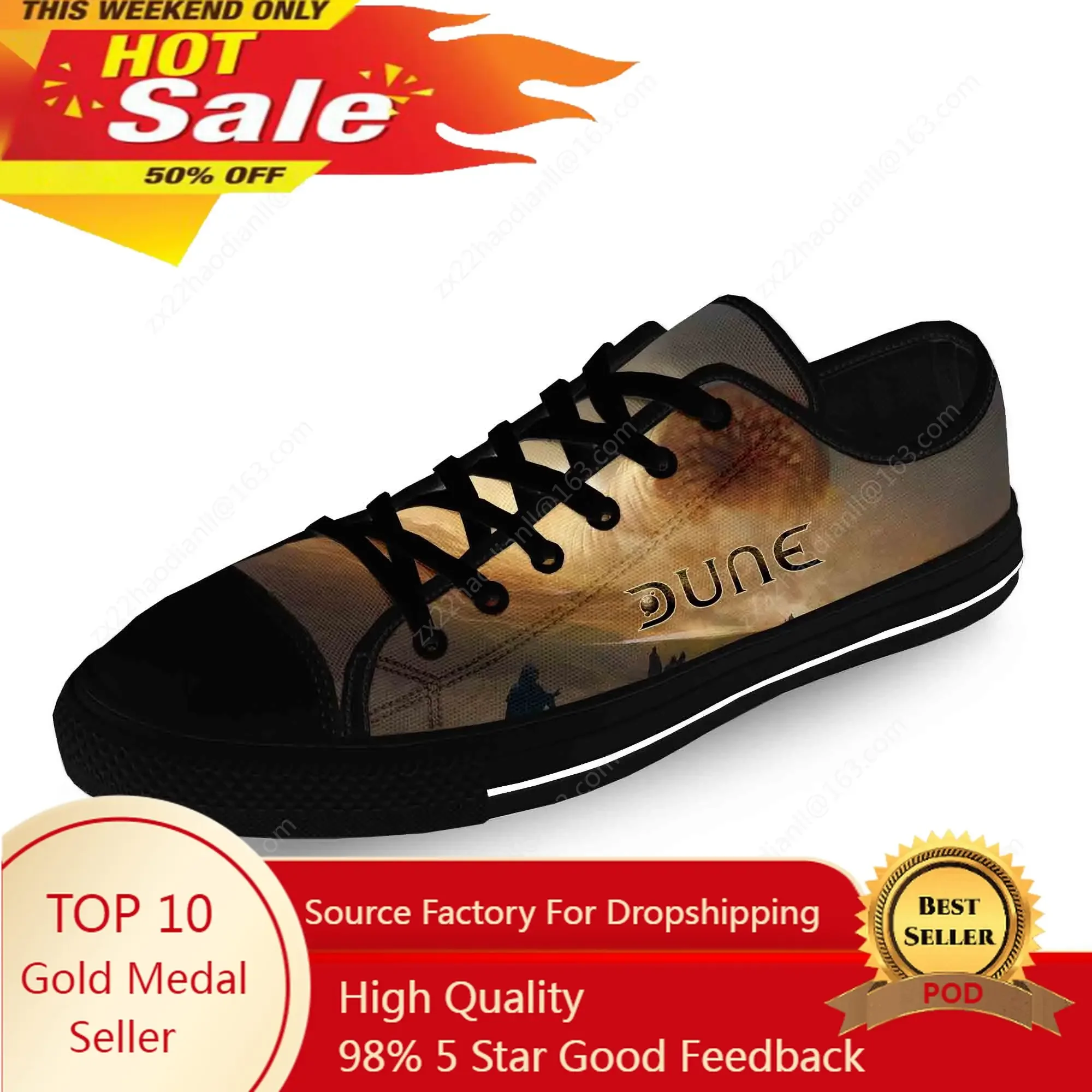 Dune Frank Herbert Science Fiction Casual Cloth Fashion 3D Print Low Top Canvas Shoes Men Women Lightweight Breathable Sneakers