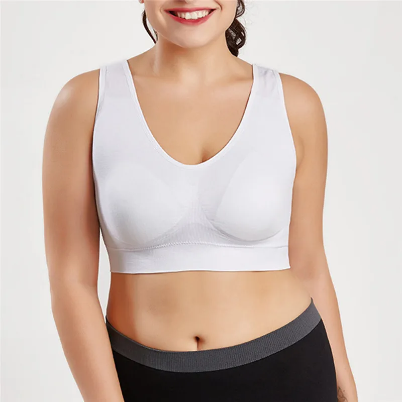 Women Bra Tops Plus Size S-4XL Ladies Sports Yoga Tops Underwear Padded Fitness Running Vest Wire Free Brassiere S-4XL