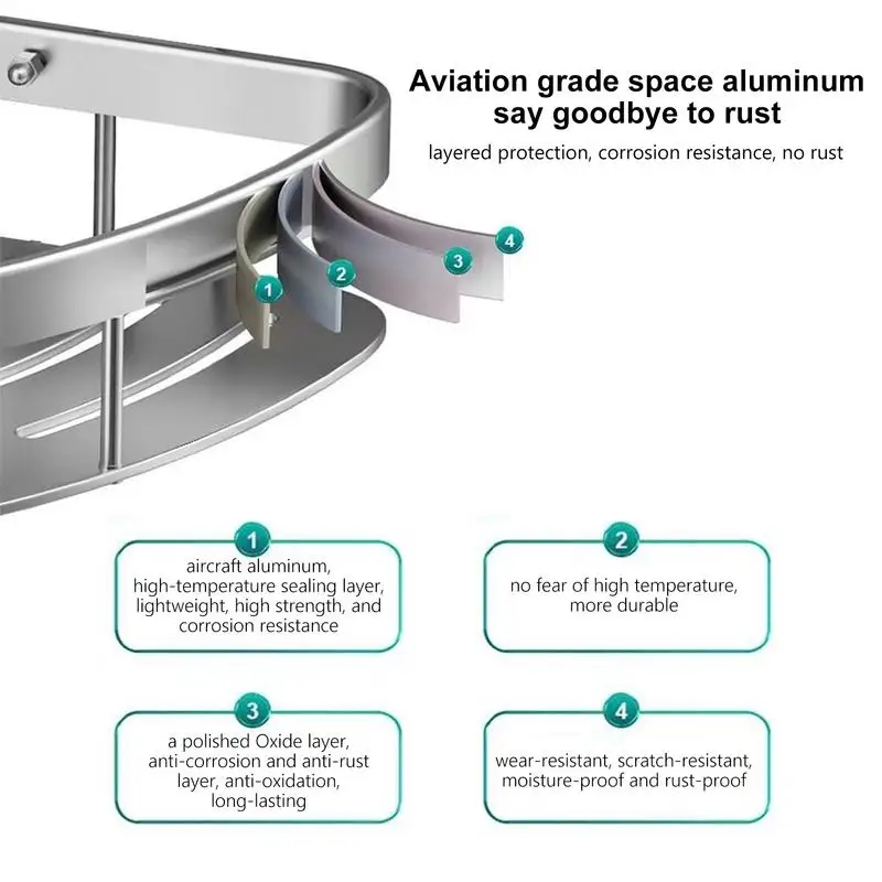 Bathroom Shelf Aluminum Alloy Shampoo Rack Makeup Storage Organizer Shower Shelf Bathroom Accessories No Drill Wall Corner Shelf