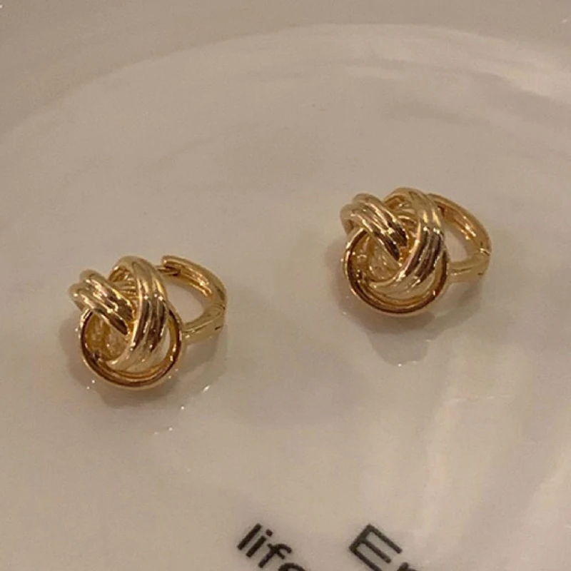 

PONYKISS Tibetan Silver Mini Fried Dough Twist Hoop Earring for Women Vintage Geometric Fashion Jewelry Light Luxury Accessories