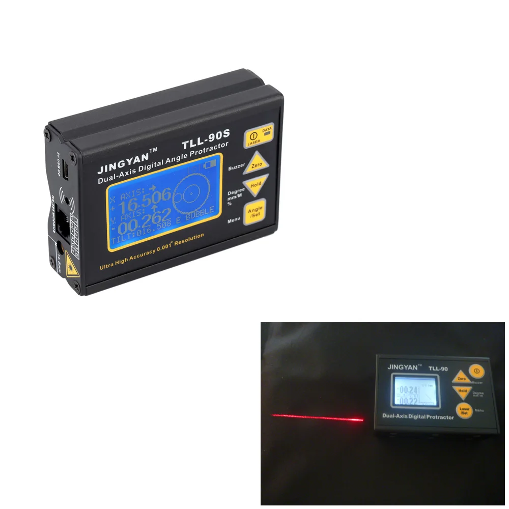 Imagem -06 - Nível do Laser Detector Inteligente Medidor de Ângulo Digital Transferidor Inclinômetro Display Lcd Duplo Valor Eixo Eua ue Plug Opcional Tll-90s