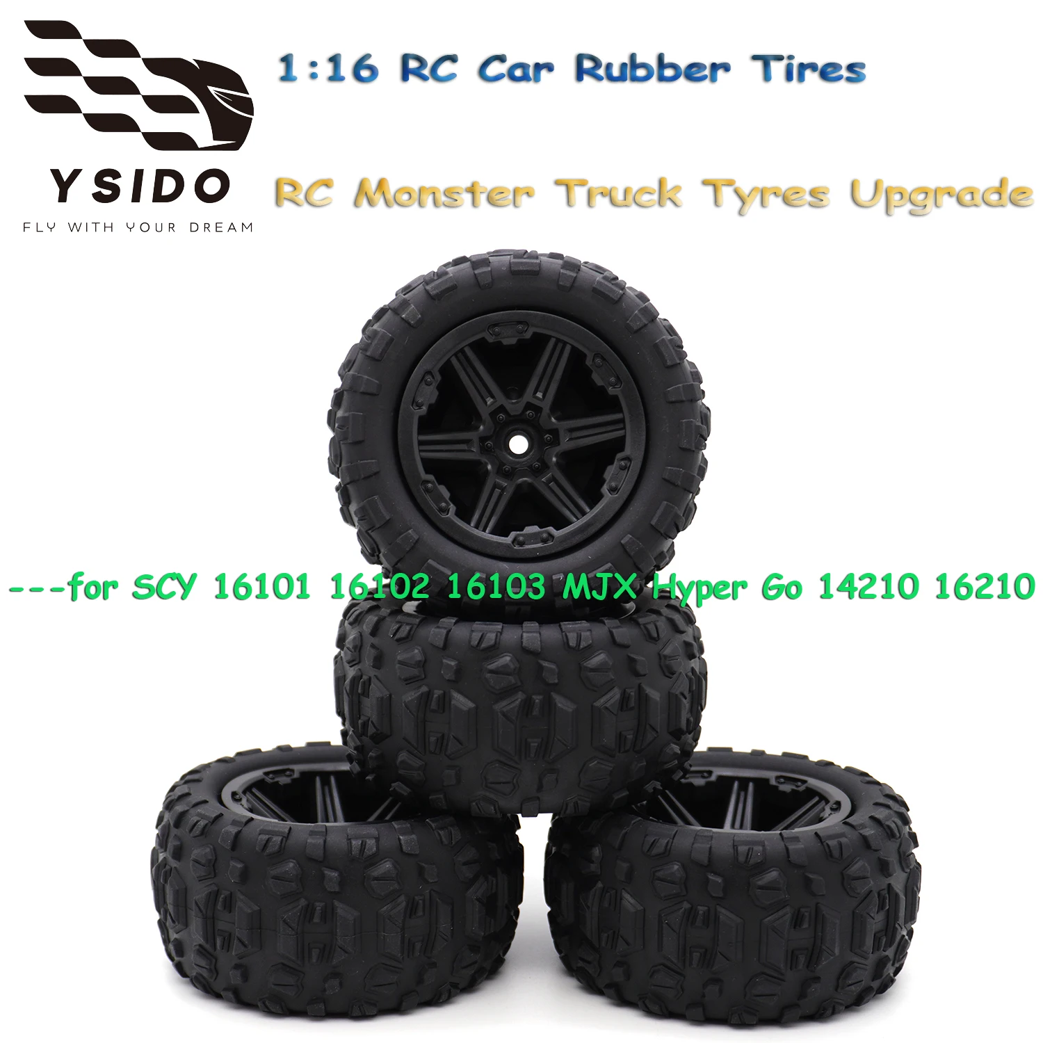 

4 шт. 85 мм резиновые шины, колеса для SCY 16101 16102 16103 MJX Hyper Go 14210 16210 1/121/14 1/16 RC Monster Truck, обновление шин