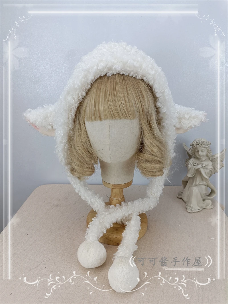 

Sheep Ear Hat Lamb Wool Cute Sweet Lolita Lamb Hat Earflaps Hat Autumn and Winter