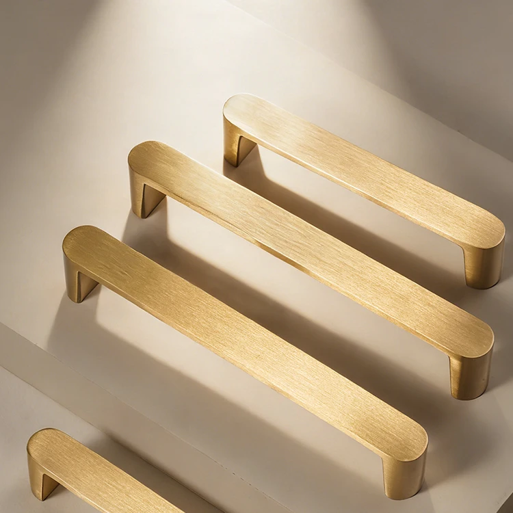 Dooroom Massiver Messing Schrankgriff im Schlichten Stil Kleiderschrank-Zuggriff Messing Matt-Gold Hardware Möbelgriffe – Detail 4