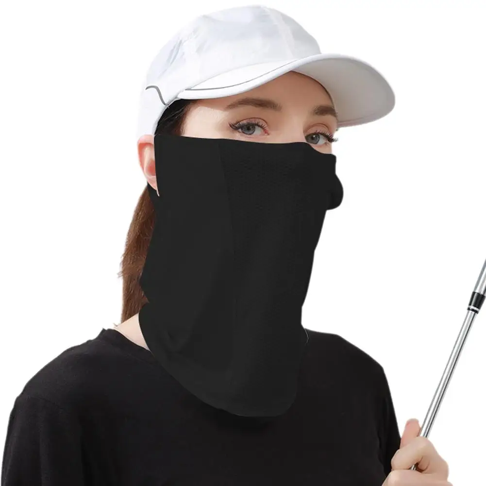 Summer Sunscreen Mask Ice Silk Ear Hanging Mask Outdoor Golf Breathable Mesh UV Protection Neck Scarf