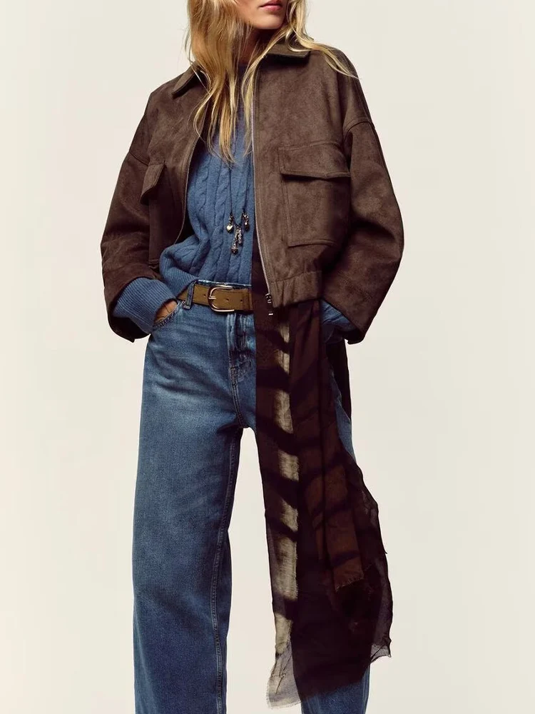 

Европейский и американский стиль, осенняя новая модная женская одежда, свободная флисовая ткань в американском стиле с лацканами в стиле ретро, куртка с текстурированным эффектом