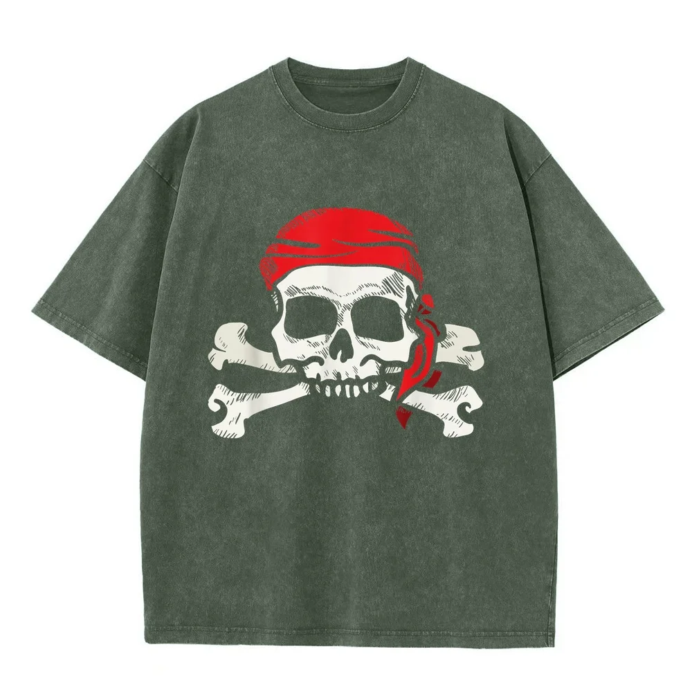 Jolly Roger Pirate Skull and Crossbones Gift T-Shirt Men's Short Sleeve Tee New In Tops Tees High Quality Humor Shirt Cotton