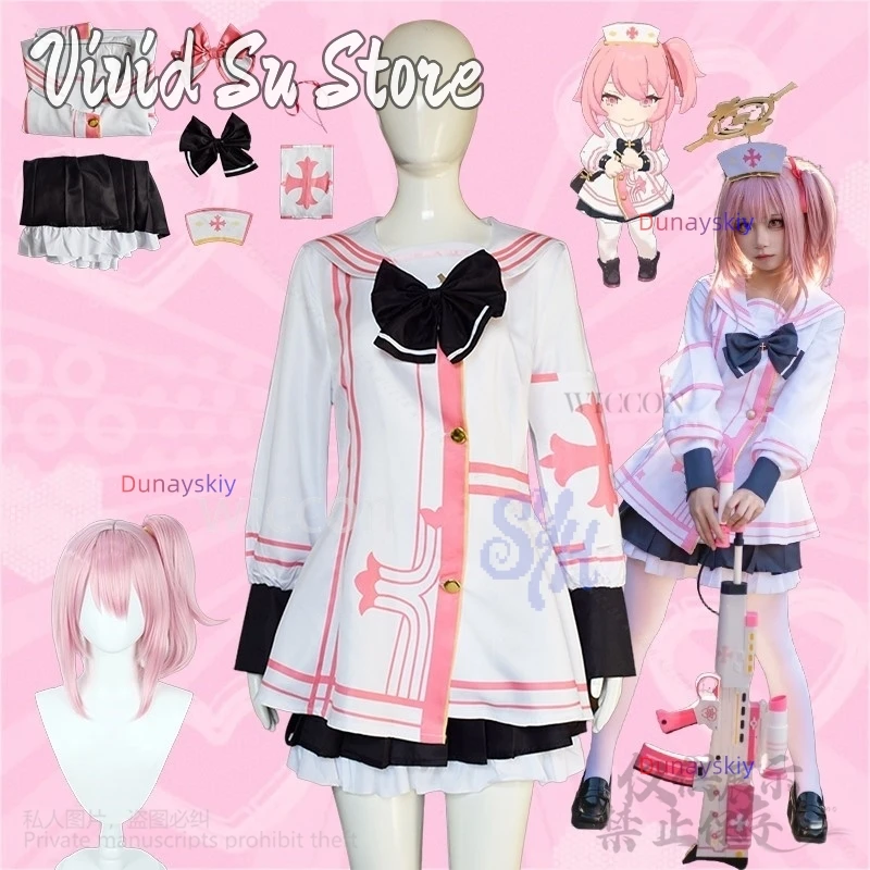 

Anime Game Blue Archive Cosplay Sumi Serina Costume Kawaii Pink Nurse Dress Japanese Jirai Kei Girls Lovely Halloween Christmas