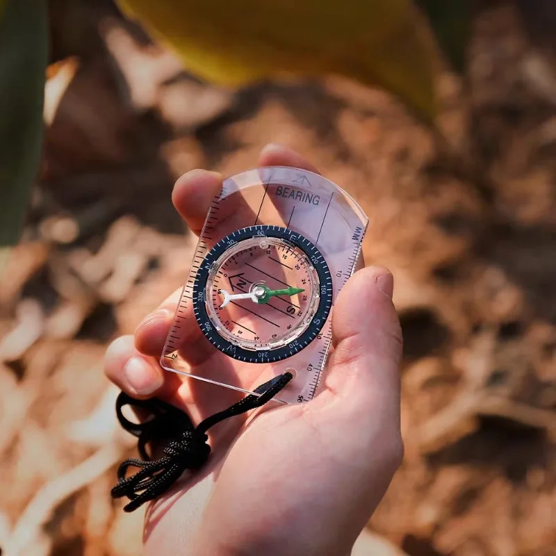 Outdoor Transparent Mini Acrylic Compass with Map Scale Ruler Portable Hanging Design Multifunctional Navigation Compass
