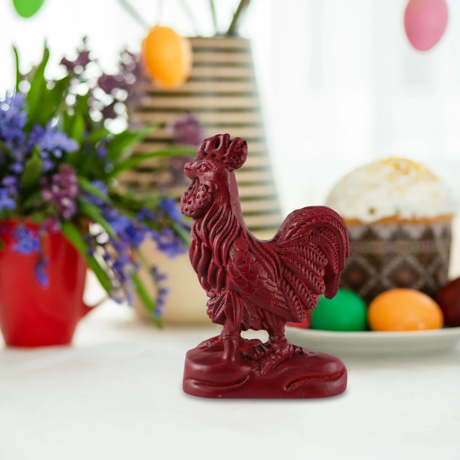 

Wood Carving Rooster Figurine 15cm Tall Craft Decor Animal Statue Home Office Car Wooden Chicken Sculpture Miniature