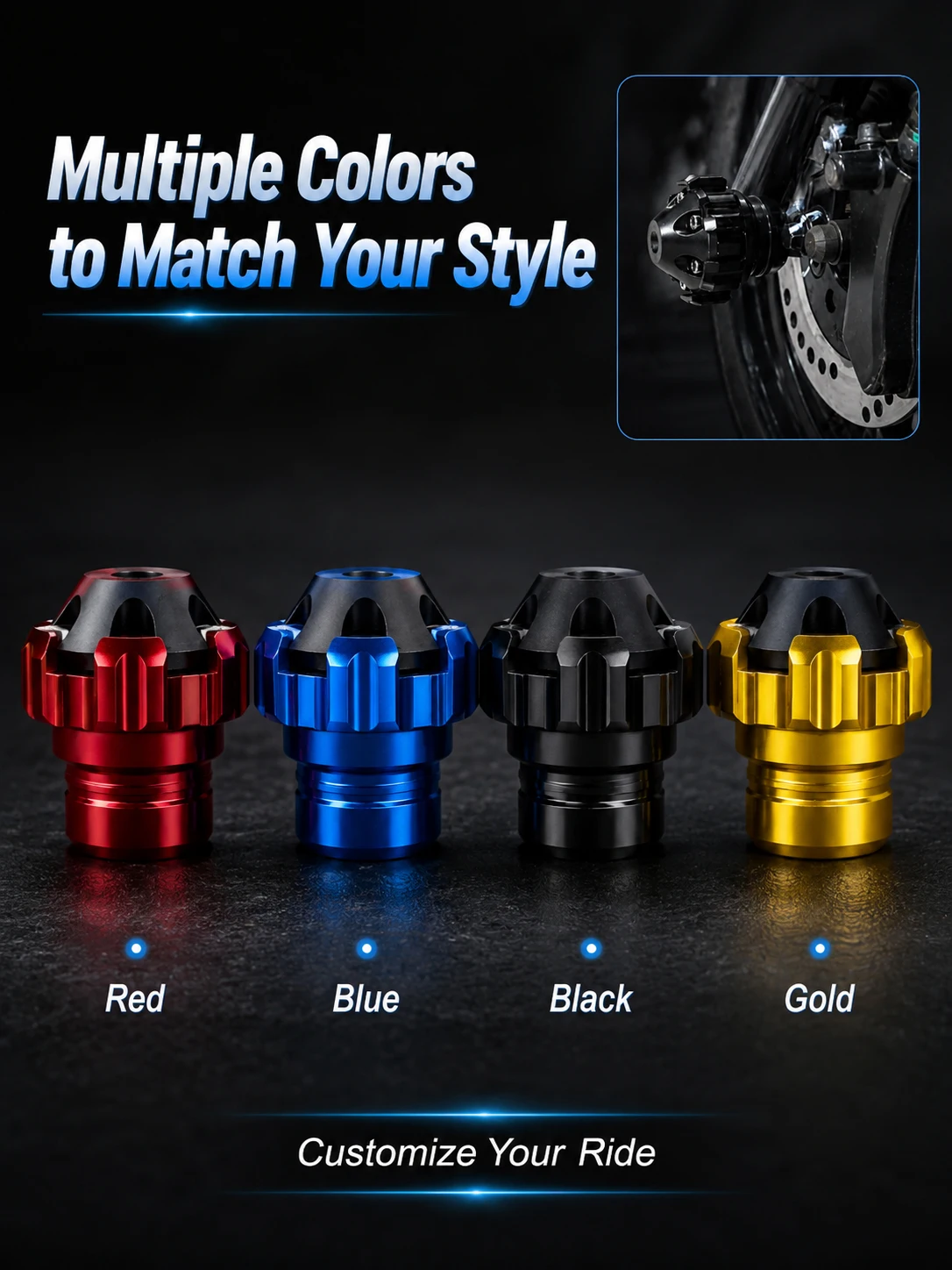 2-Pack Aluminum Alloy Motorcycle Fork Protector Caps – Anti-Drop Protection Cups, Hexagonal Design