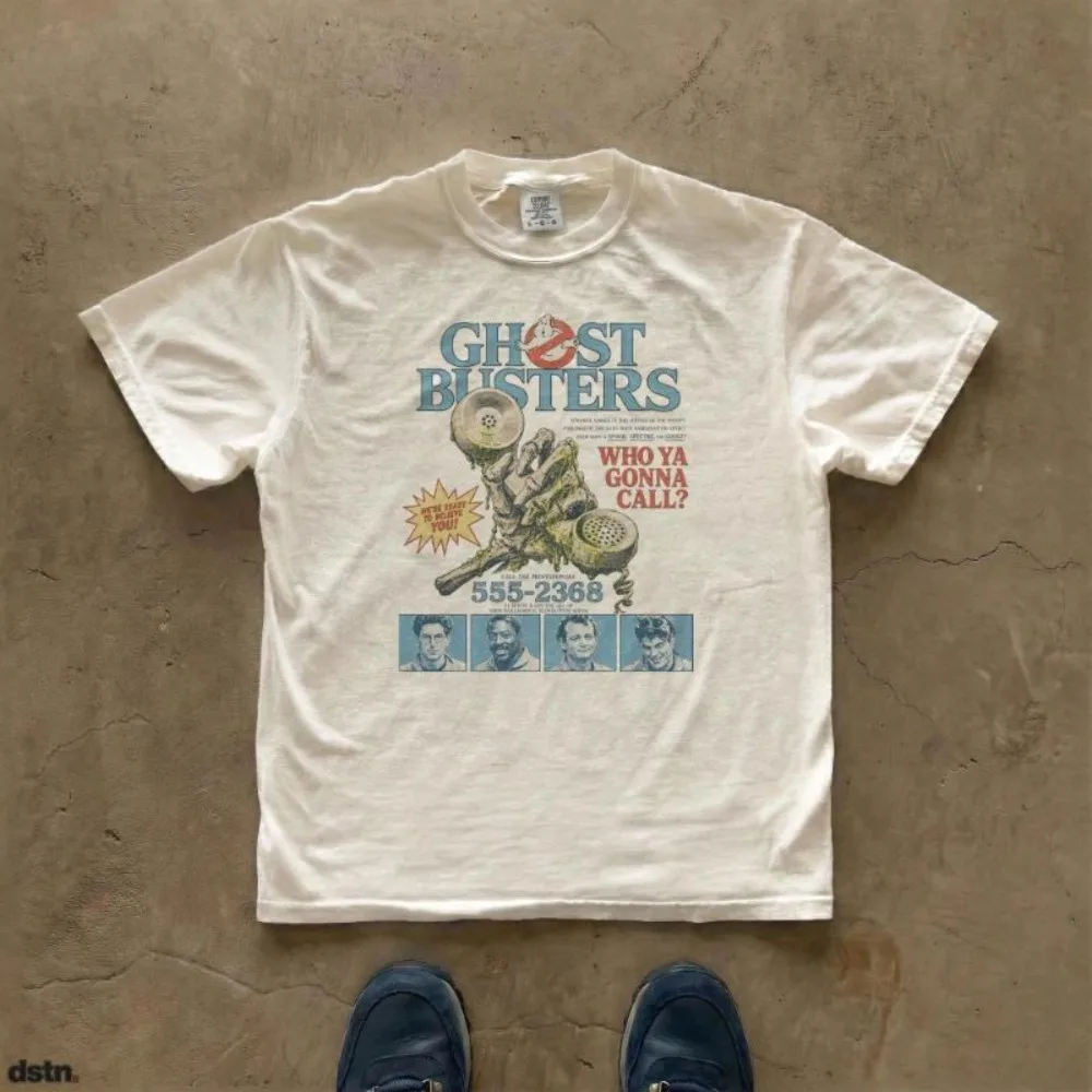 2026 Vintage Ghost Busters Movie Graphic Printed T-shirt Summer Pure Cotton O Neck Loose Short Sleeve Casual Fashion Tops Unisex