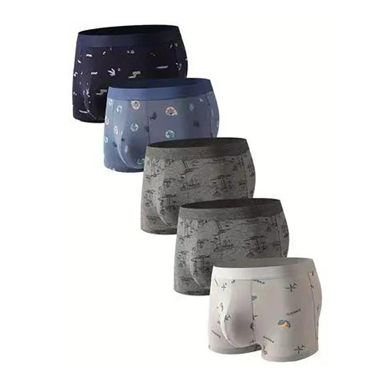 

5-Pack Men's Premium Cotton Boxers - Printed Design, Soft & Durable