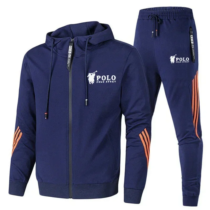 Chaqueta con capucha y pantalones para correr para hombre, conjunto de 2 piezas, moda para actividades al aire libre, nuevo conjunto de ropa deportiva informal para primavera y otoño 2025