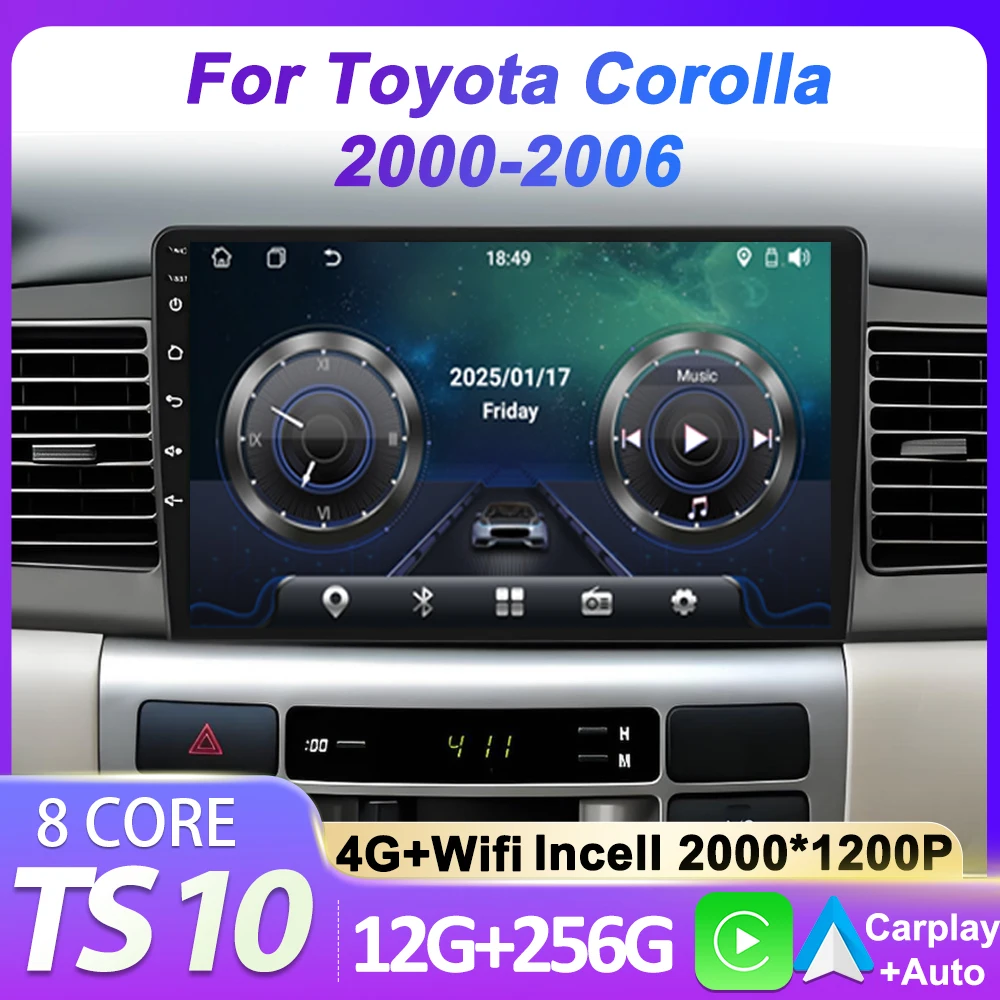

Android Car Radio Player For Toyota Corolla E130 E120 2000-2006 Touch Screen Navigation GPS Bluetooth Autoradio 8 Core DSP