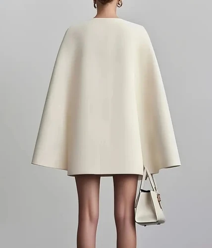 Imagen 2 del producto Vestidos para mujer 2025 primavera otoño nuevo desplazamientos doble botonadura chal capa Color sólido cuello en V Mini vestido ropa de mujer