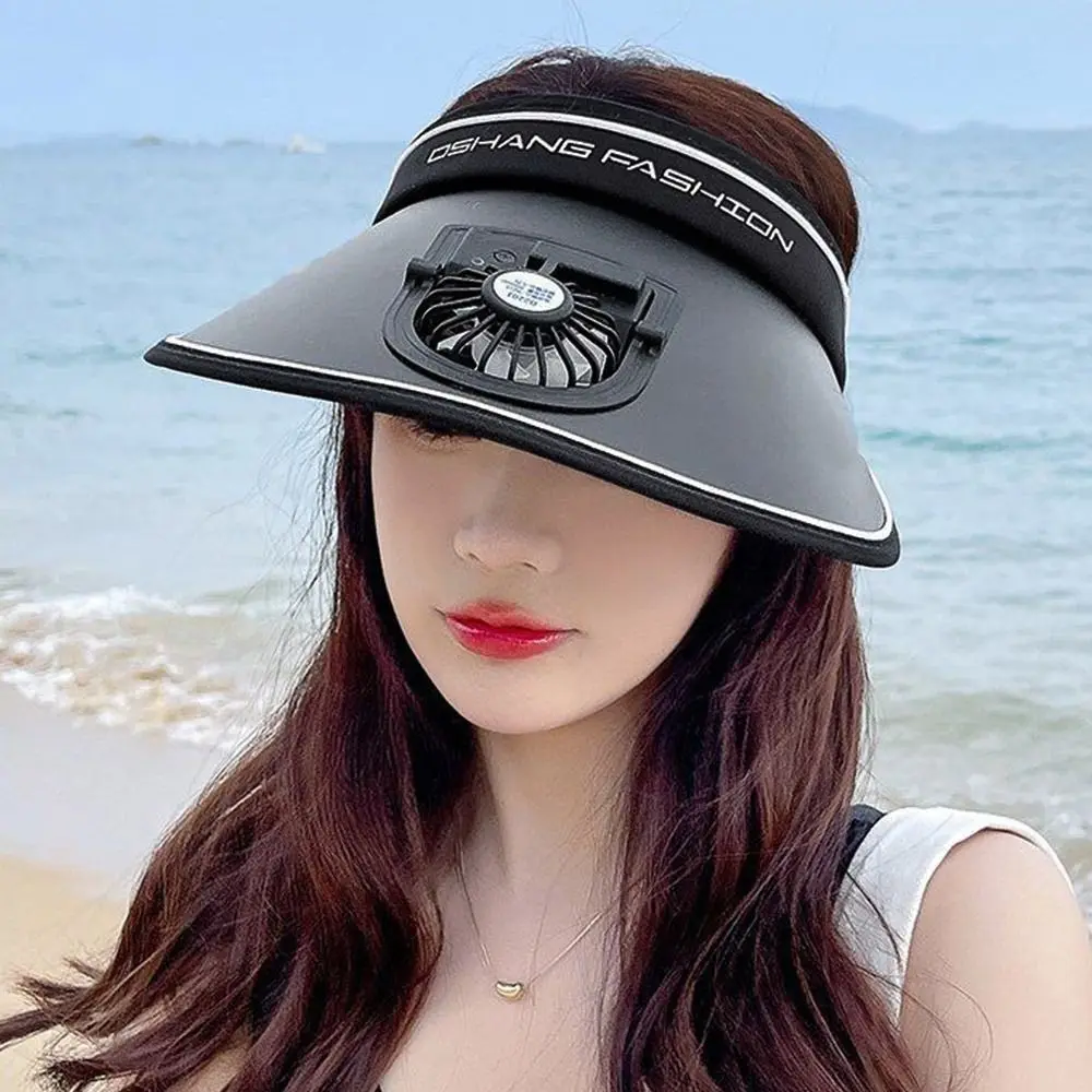 Portable With Fan Fan Sun Hat Wide Brim UV Protection Panama Cap Breathable Adjustable Visors Men Women