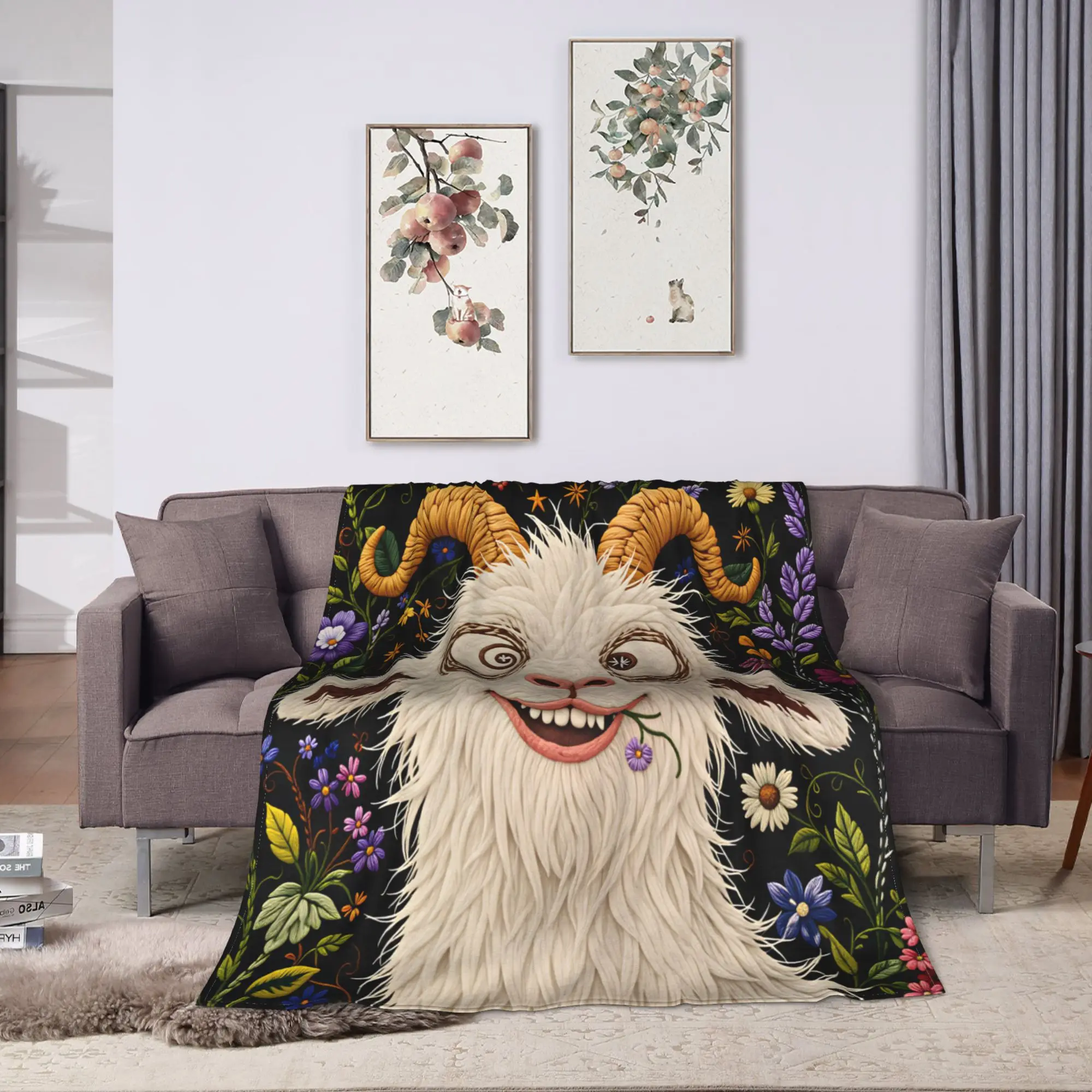 Screaming Goat  Flannel Blanket  Warm Soft Throw Blanket for Couch Chair Picnic Pattern Bedspread Sofa Bed Cover