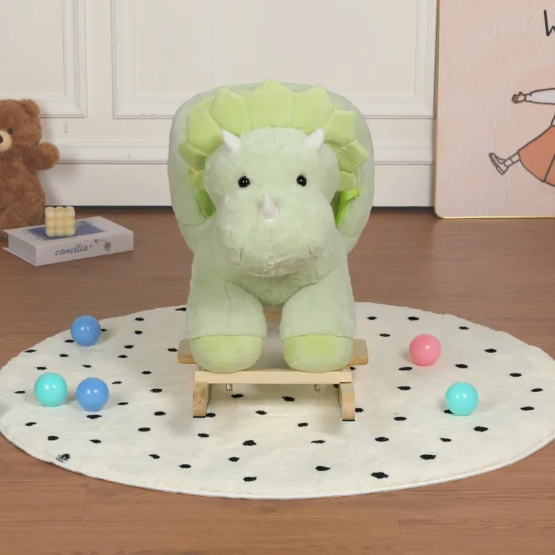 Children's Riding Swinging Dinosaur Toy Green Plush Dinosaur Joystick Children's Riding Toy Nursery and Game Room Gift