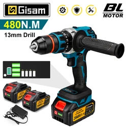 18V 13mm 480N.M Brushless Electric Impact Drill Cordless Drill Electric Screwdriver DIY Driver Power Tool for Makita 18V Battery