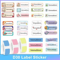 Phomemo D30 Thermal Sticker Tickets Paper D30 Label Printer Self-Adhesive Transparent Square Round Name Labels Paper 3 Rolls/Box