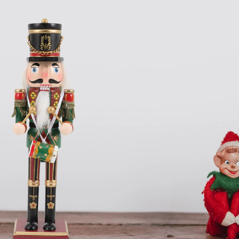 

2 Pcs Nutcracker Ornament Nutcrackers Craft Wood Decor Sugar Cane Figurines Statue Work
