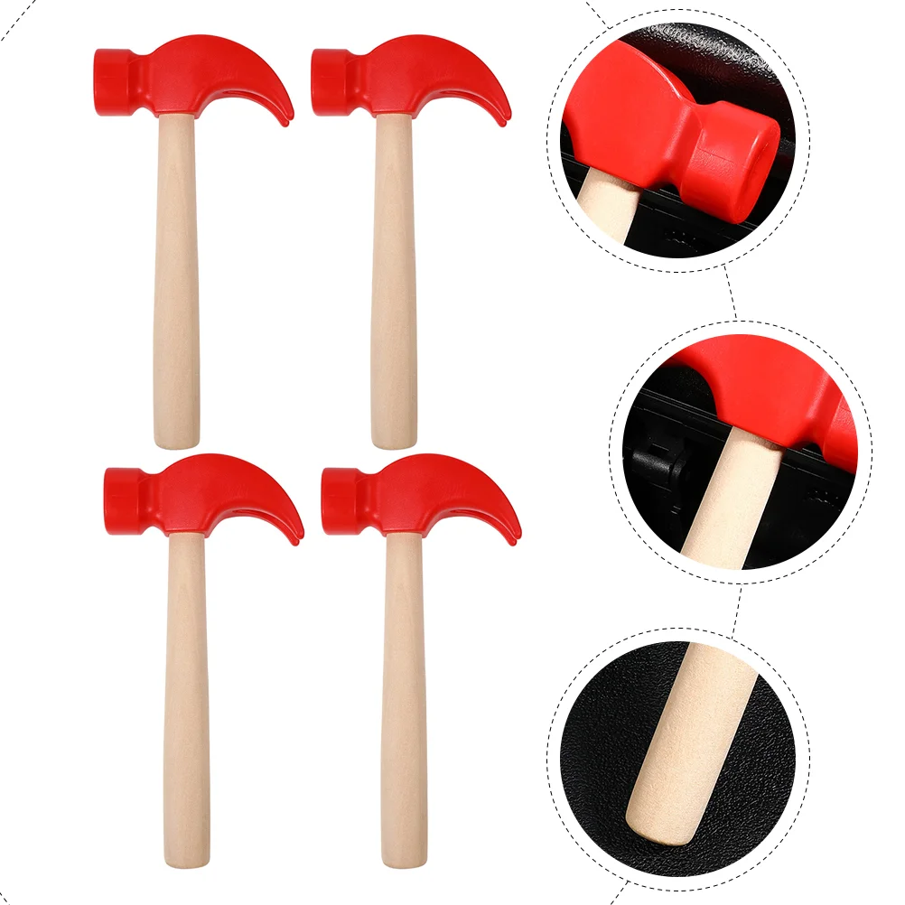 4 Pcs Dummy Hammer Imitated Tool Playthings Kids Toys Wooden Tools for Simulation Plastic Simulated Baby