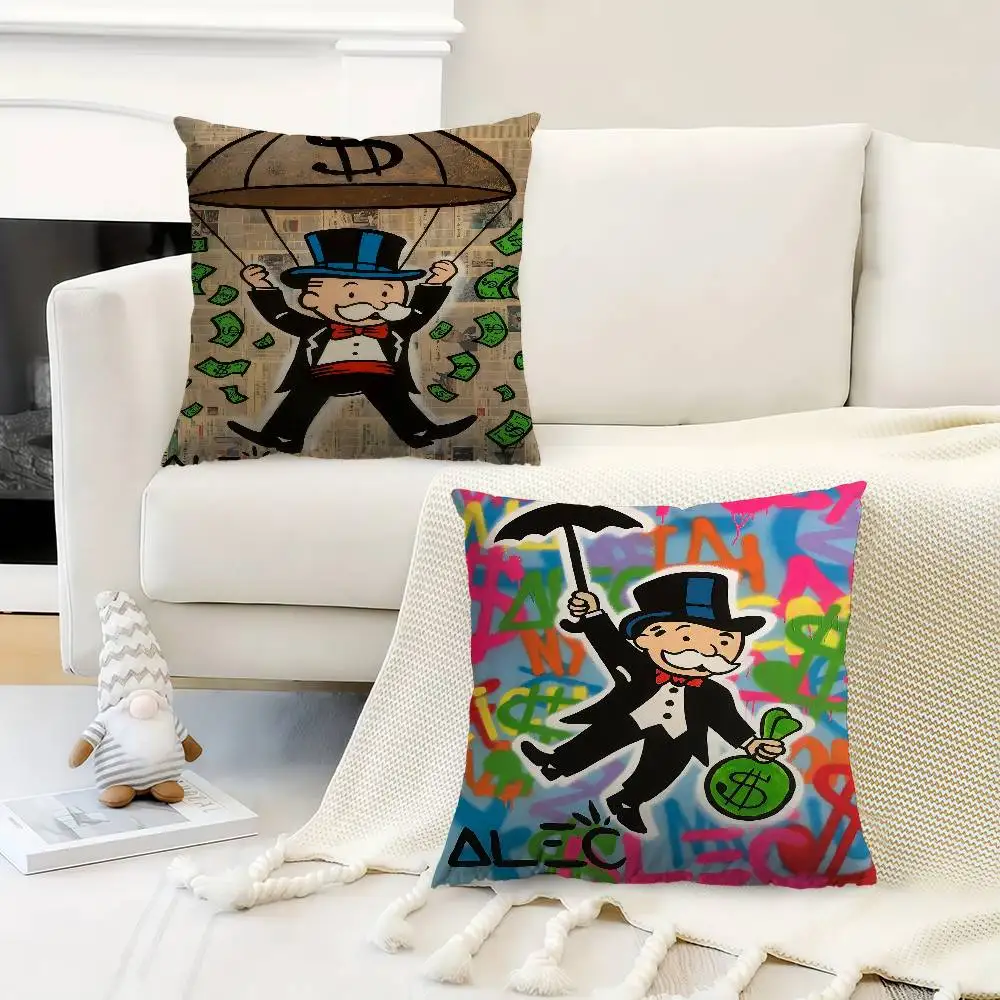 

Alec Monopoly Graffiti Art Money Pillow Cover Design Cushion Cover Decor Holiday Decorati