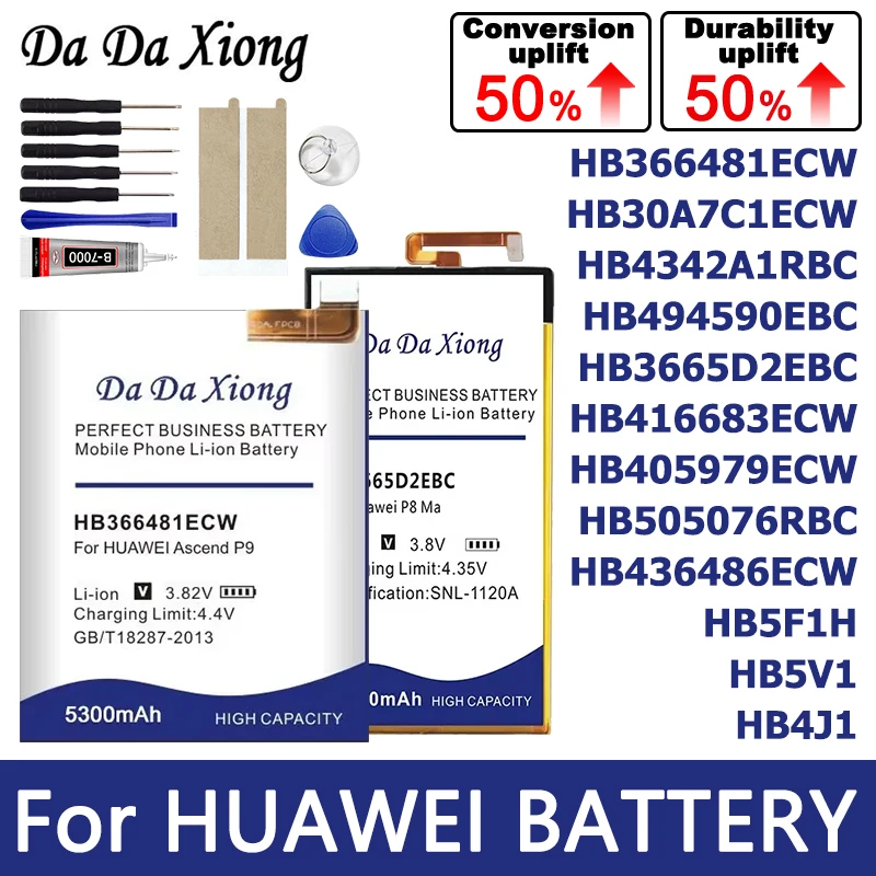 Batería de gran capacidad para Huawei Ascend Nexus Mate 6P P9 P10 P20 Pro Lite Y300 C8500 G700 Honor 7 8 4A 5C M886 MediaPad T2 M6