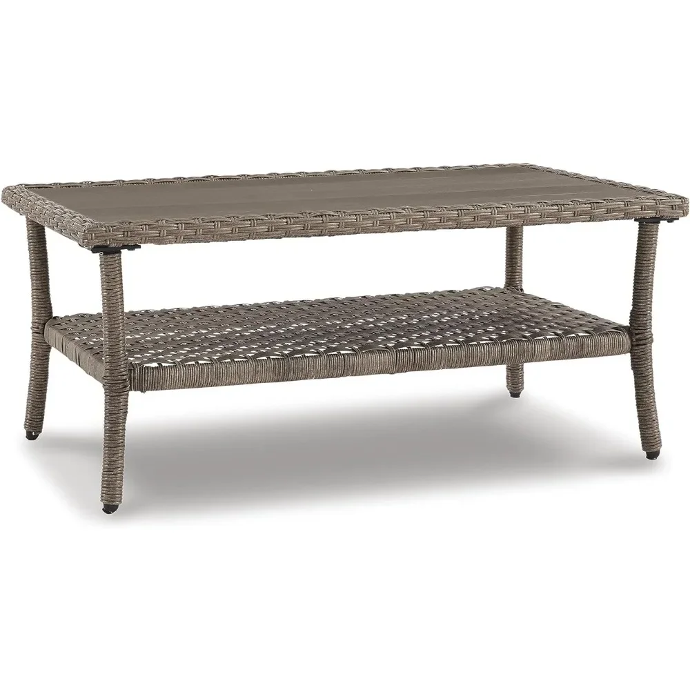 Clear Ridge Outdoor Wicker Coffee Table with Rust Free Aluminum Base, 	22