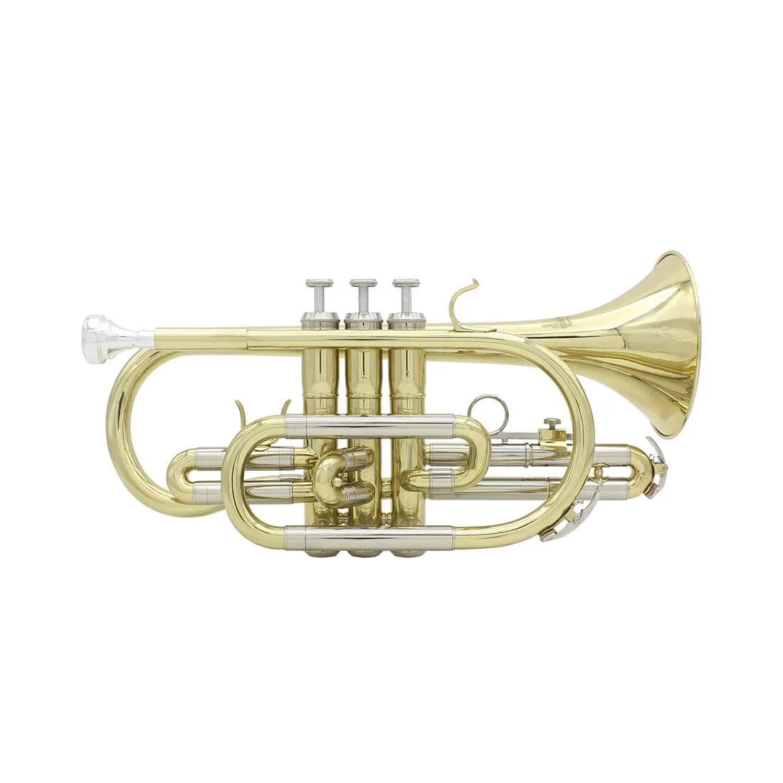 2025 المبتدئين كورنيه B-جسم مسطح آلة موسيقية برونزية تغيير الذهب والفضة صندوق قماش بلونين