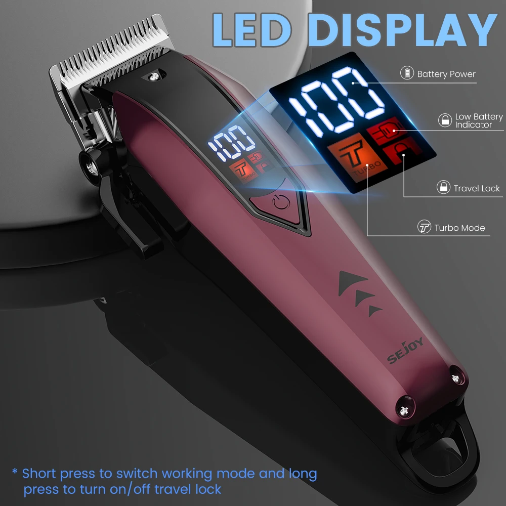 مجموعة ماكينة قص الشعر الاحترافية من Sejoy ماكينة حلاقة كهربائية قابلة للتعديل لقص الشعر قابلة لإعادة الشحن للرجال ماكينة تشذيب لاسلكية F58